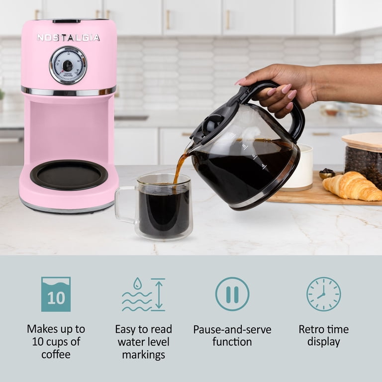 Nostalgia Classic Retro 10 Cup Coffee Maker - Pink