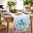 thumbnail image 3 of Burlap Table Runner 70 Inches Long, Octopus Ocean Coral Starfish Non-Slip Kitchen Table Runners for Dining Room Everyday Use Party Table Decorations Sea Monster Underwater World, 3 of 9