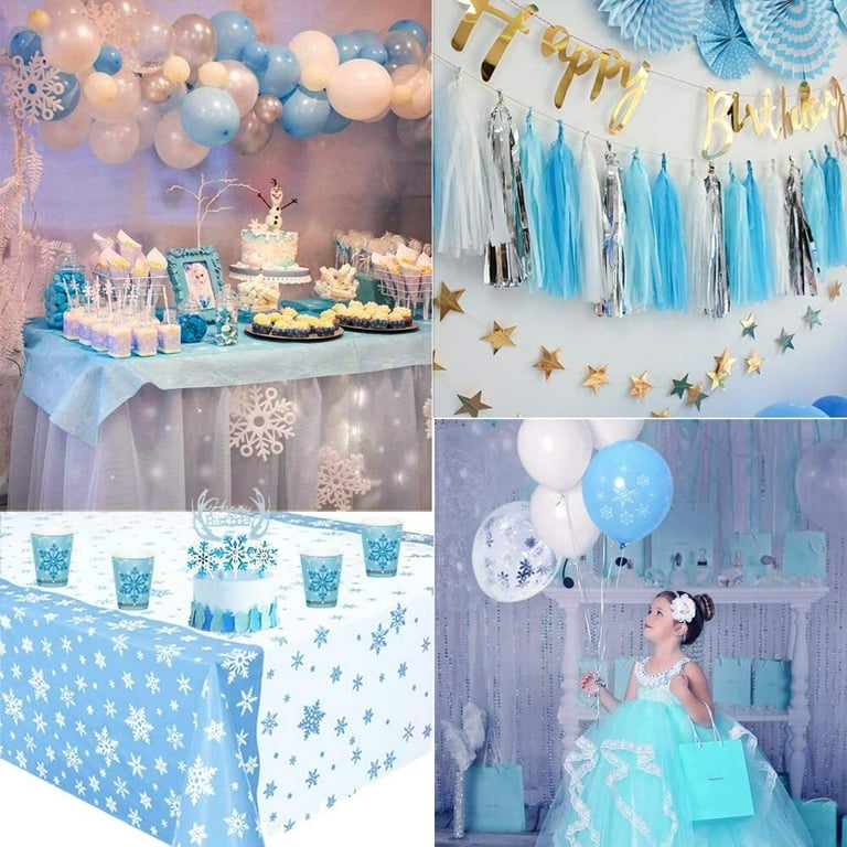 Frozen Birthday Decorations, Frozen Birthday Party Supplies Balloons Party  Decoration, Princess Happy Birthday Decoration with Snowflakes Confetti