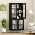 thumbnail image 2 of Costway Kitchen Pantry Cabinet with Translucent Fluted Doors & Adjustable Shelf, 2 of 10