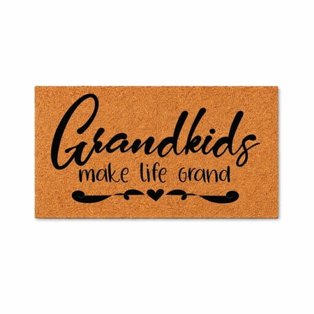 Grandkids Make Life Grand Doormat, Welcome Entryway Door Mat, Family Quote Doormat (24x72 inches) WoodByStu 7540