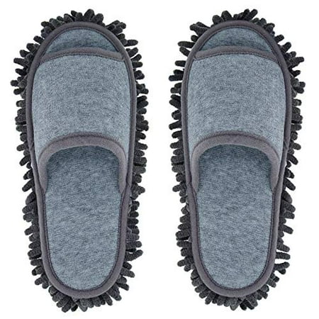 

Microfiber Slippers Women and Men House Slippers Floor Cleaning Mop Floor Dust Cleaning Tool Unisex Slippers (Dark grey Women11-13/Men 9-11)