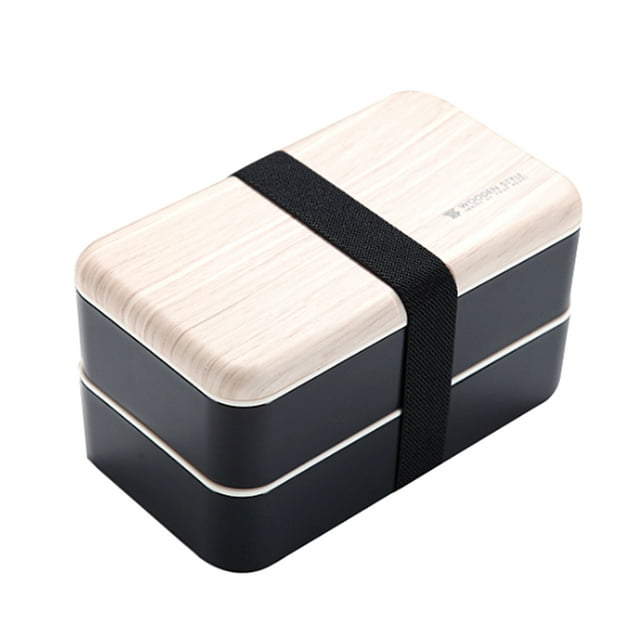 Amdohai Portable Lunch Box Student Food Grade PP-Material 2 Layers Microwave Heating Food Containers with Elastic Band