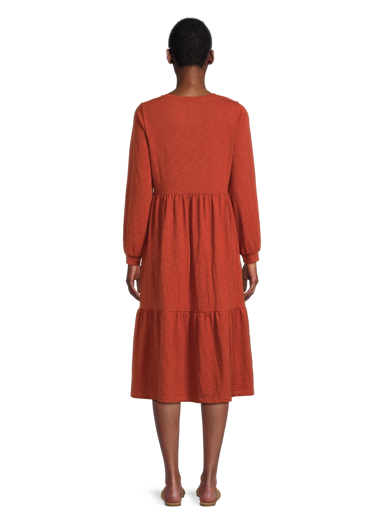 Time and Tru Women's Knit Tiered Midi Dress - Walmart.com