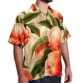thumbnail image 2 of Peach Men's Short Sleeve Spread Collar Poplin Shirt, Casual Printed Button Down Summer Beach Tops for Men, Unisex Comfortable Shirts, 2 of 6