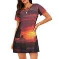 thumbnail image 1 of Easygdp Sunset Western Desert Cowboy Camisón de manga corta para mujer, informal, estampado, 1 of 6