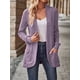 thumbnail image 5 of Cárdigan para Mujer, Suéter de Larga con Abertura Frontal y Bolsillos para Otoño e Invierno. Púrpura Lavanda XXL, 5 of 8