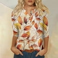 thumbnail image 2 of Women's Autumn Leaf Print Blouse Casual V-Neck Button Down Long Sleeve Top for Fall Fashion, 2 of 5