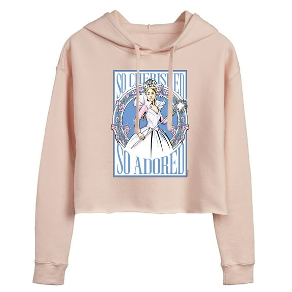 Wicked: Part 2 -  Glinda So Cherished - Juniors Cropped Long Sleeve Fleece Hoodie
