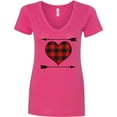 thumbnail image 3 of Inktastic Buffalo Plaid Valentines Day Heart Women's V-Neck T-Shirt, 3 of 5