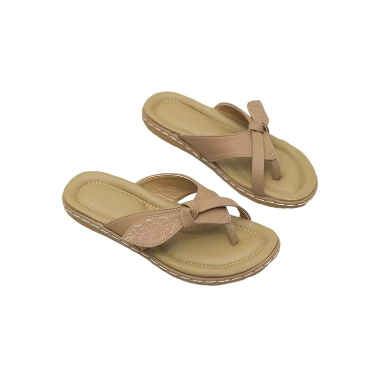 Woobling Ladies Shoes Flip Flops For Women Beach Wide Width Thong Sandals  Black Size 9