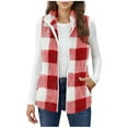thumbnail image 2 of DAFPZW Womens Fleece Sherpa Vest Winter Sleeveless Fuzzy Fluffy Checkered Plaid Vest Zip Up Soft Jacket with Pockets, 2 of 9
