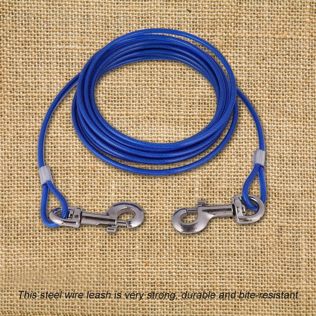Steel Wire Dog Leash Outdoor Camping Picnic Strong Pet Safety Cable Rope 5mmx5m