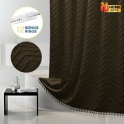 Siiluminisoy Brown Boho Shower Curtain Fabric, Heavy-Duty Mold/Mildew-Resistant,Water-Repellent, Machine-Washable,Chevron Textured Design,72 x 72
