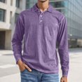 thumbnail image 2 of LIUJUNSHOP Distressed Long Sleeve Shirt For Men Casual Wear Stylish Comfortable Loose Fit Washed Pure Color Design Purple XL, 2 of 5