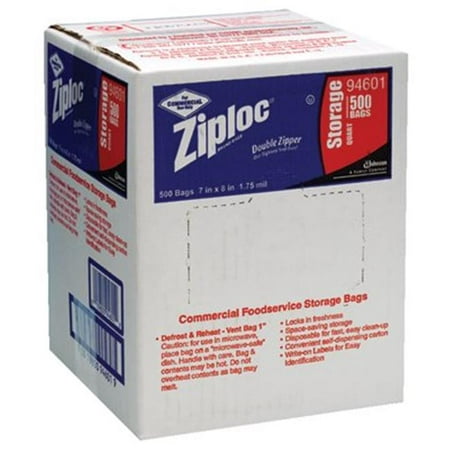 Johnson Diversey 395-94601 Case- 500 Ziplock Bags Quart Storage 1.75 Mil