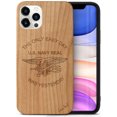 thumbnail image 1 of Case Yard Wooden Case Outside Soft TPU Silicone, Slim Fit Shockproof Wood Protective Phone Cover for Girls Boys Men and Women, Supports Wireless Charging Navy 1 Design case for iPhone-11-Pro, 1 of 7