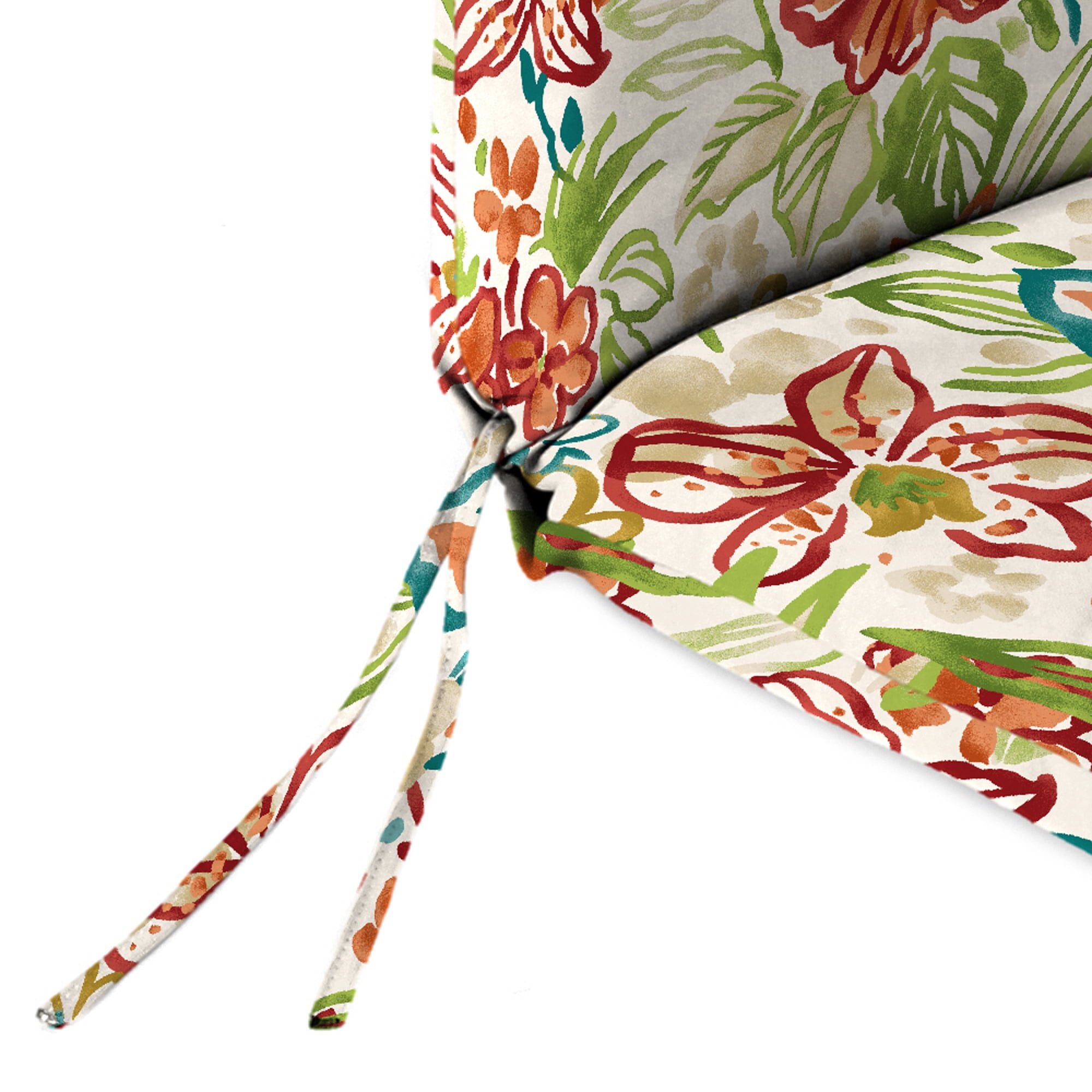 Jordan Manufacturing 44" x 22" Valeda Breeze Multicolor Floral Rectangular Outdoor Chair Cushion with Ties and Hanger Loop