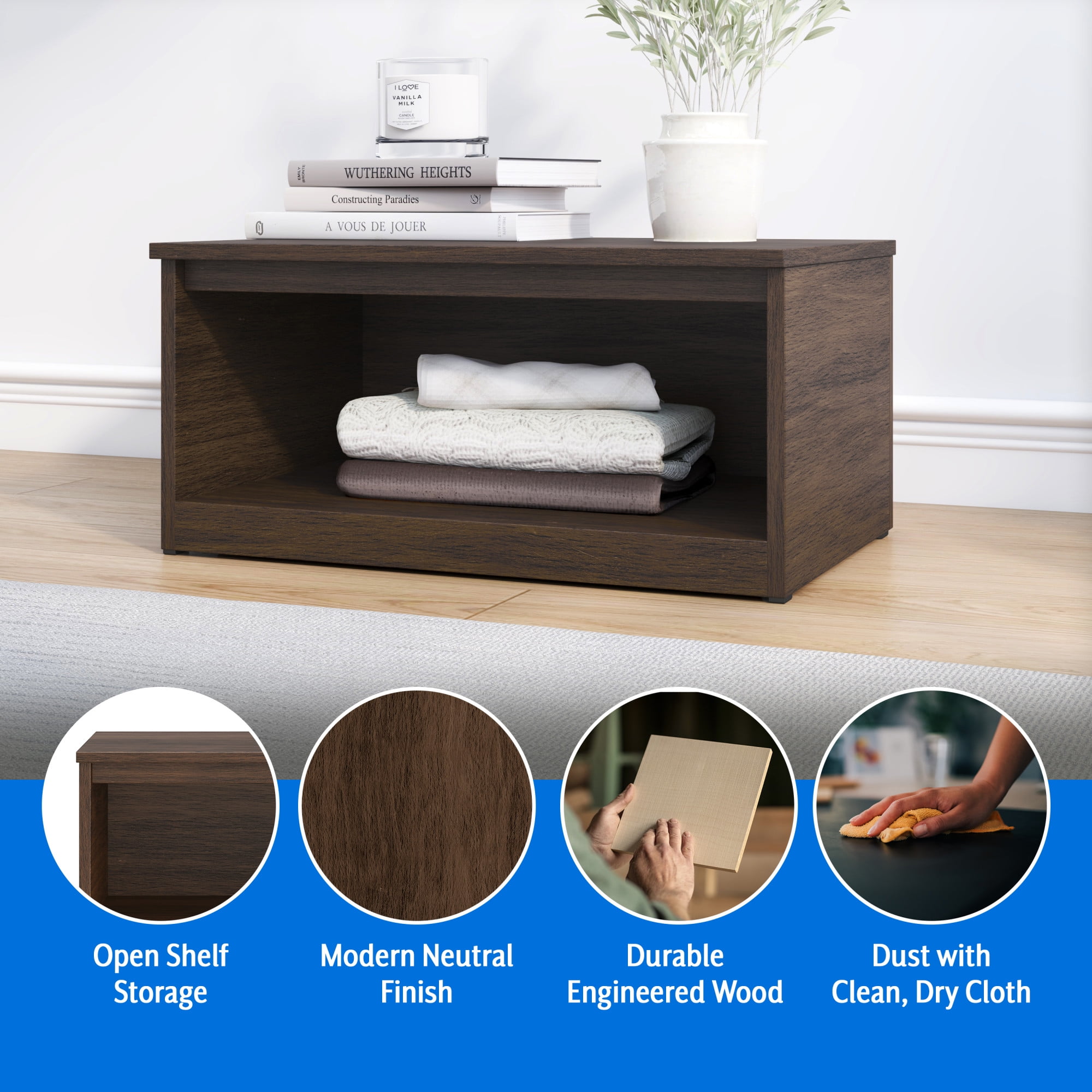 (3 pack) Mainstays Ardent Open Shelf Modular Storage System, Walnut