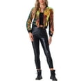 thumbnail image 2 of INSPIRE CHIC Women's Sequin Jacket Zipper Closure Hidden Pockets Bomber Jacket L Green Pink, 2 of 6