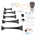 thumbnail image 2 of 5 Trumpet Musical Horns with Compressor Silver Air Hornfor Any 12V Vehicles Trucks Lorrys Trains Boats Cars Vans Kit, Dixie Musical Air Hornfor Vehicles, Electric Trains Horns Super Loud, 2 of 5