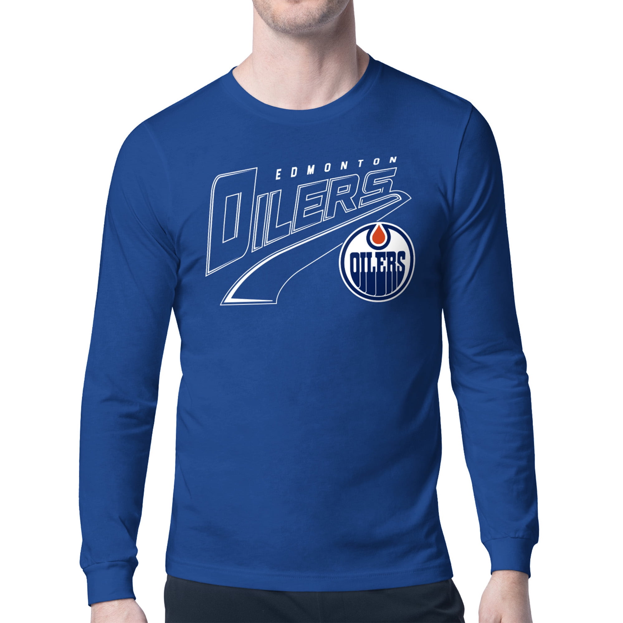Men's Starter Royal Edmonton Oilers Modern Tailsweep Long Sleeve T-Shirt