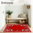 thumbnail image 3 of ODIKA 8'x10' Machine Washable Non-Slip Area Rug, Vintage Ornament Array Featuring Swirling Ribbons and Pinecone Accents High Traffic Rug with Pad, Red, 629918, 3 of 8