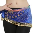 thumbnail image 1 of Pañuelo de cadera para danza del vientre con discos dorados, ropa de baile, cinturón de cadera brillante para disfraz de club Azul, 1 of 9