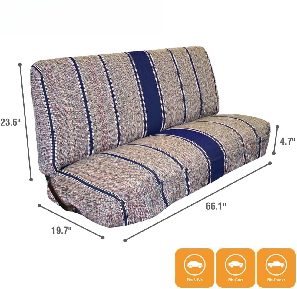 Universal Baja Saddle Blanket Bench Full Size Seat Cover Fits Ford, Chevrolet, Dodge, and Full Size Pickup Trucks (Red)