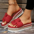 thumbnail image 2 of Mostsola Platform Sandals for Women 2025 Summer Espadrilles Open Toe Bow Slides Beach Shoes, 2 of 8