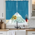 thumbnail image 6 of Blue Daisy Vase Swag Curtains for Kitchen/Bedroom/Living Room, Spring Floral Modern Art Scalloped Curtains 63 Inch Long, Rod Pocket Window Swag Topper Curtains Valances 2 Panels Set 36"x63", 6 of 8