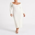 thumbnail image 2 of Solid Color Long Sleeve Bodycon Dress with Thigh Slit for Women, 2 of 8