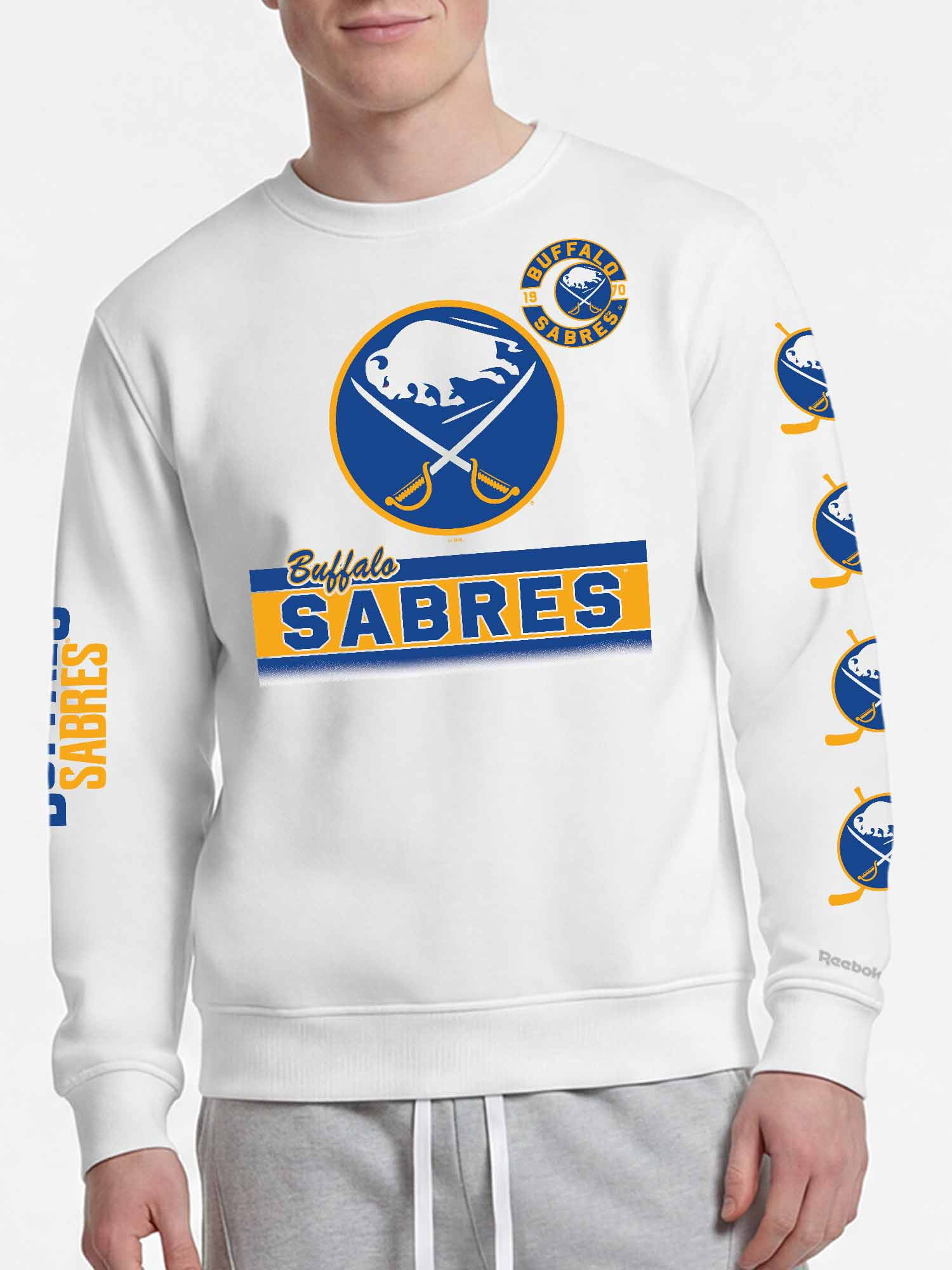 Buffalo Sabres Reebok Mens White Crew Sweatshirt