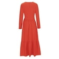 thumbnail image 4 of Women Dresses Fall Winter Round Neck Casual Trendy Elegant Loose Long Sleeve Tapered Waist Maxi Date Night Dressy Dresses for Curvy Women Watermelon Red S-3XL, 4 of 5