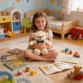 thumbnail image 6 of Eoozwa Teddy Bear Plush Doll with Blue Bow Tie, Soft Stuffed Animal in White Brown Khaki, Sitting Pose for Home Shelf Decor, 11.02 Inches, 6 of 6