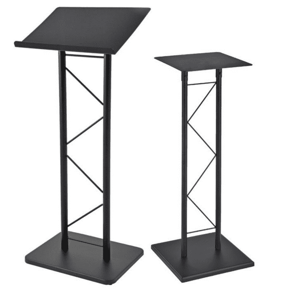 Kingdom KML7BPK1 Modern Black Metal Podium & Metal Side Stand Bundle