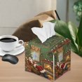 thumbnail image 2 of ZIATUBLE Christmas Tree Tissue Boxes Square Rectangle Santa Claus Leather Tissue Holder for Car Rectangular Napkin Organizer Dispenser Routing Tissue Box Covers Washable Tissue Case, 2 of 7