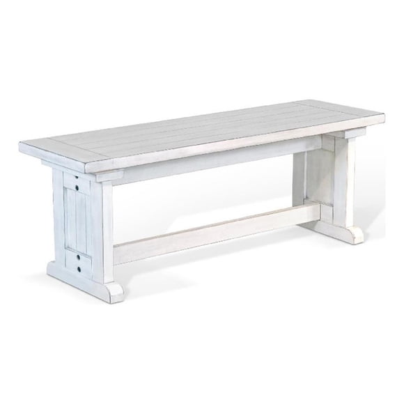 Sime Banc de Salle à Manger Latéral - Style Planche - Bois Acajou Blanc Cassé 48 Pouces