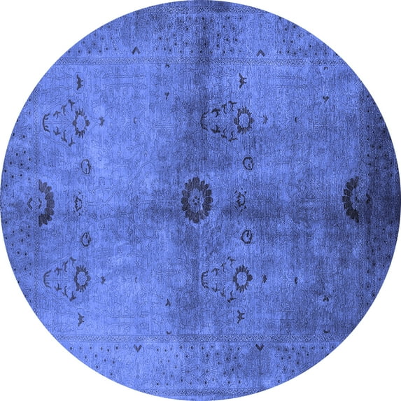Ahgly Company Indoor Round Oriental Blue Industrial Area Rugs, 3' Round