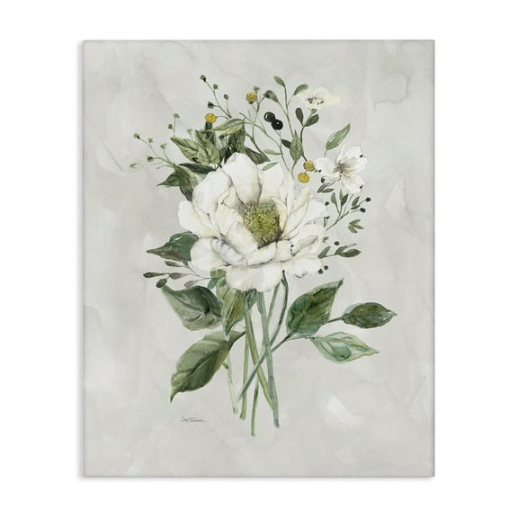 Stupell Industries White Flower Bundle Plants & Flowers Painting Wrapped Canvas Art Print Wall Art, 16 x 20