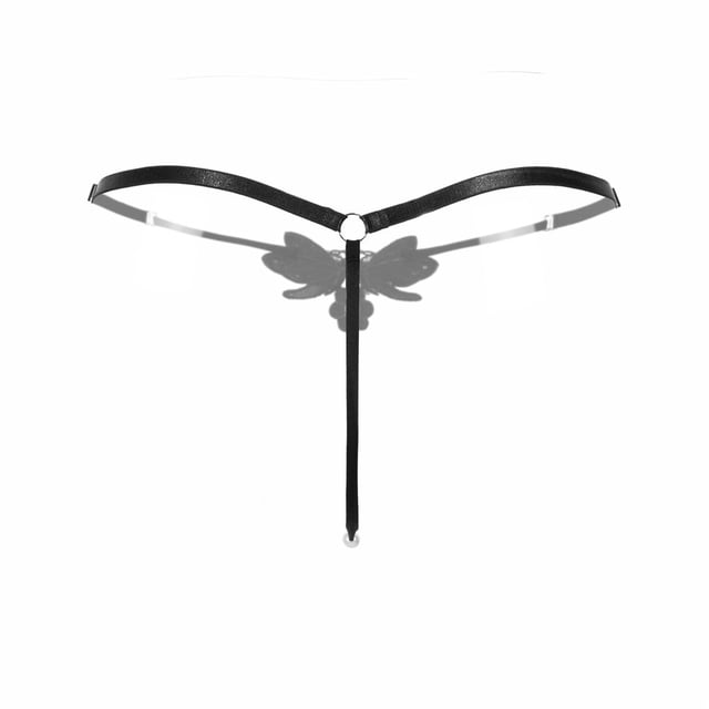 Heliisoer Sexy Lady Embroidery G-string V-string Panties Adjustable Size Underwear BK