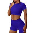 thumbnail image 2 of LOVZFMLL Fashion Women Two-Piece Seamless High-Waisted Sports Shorts Workout Set Blue L, 2 of 6
