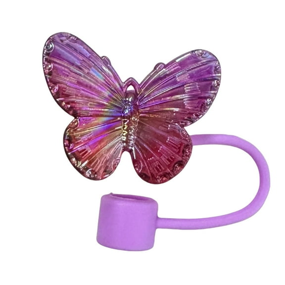 BMYJ Butterfly Straw Topper ,Butterfly Straw Covers Cap for Tumblers, Cute Silicone Straw Covers, Reusable Straw Cap Cover Tip Accessories for Stanley Cup (Light Purple)