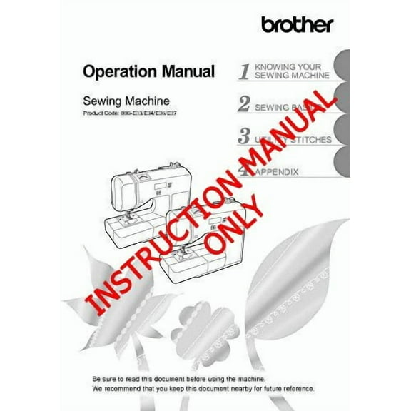 Brother CE1125PRW Sewing Machine Owners Instruction Manual (Paperback)