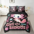 thumbnail image 2 of Axolotl Bed In A Bag With Sheets Ocean Animal Bedding Set,Pink Kawaii Cartoon Axolotl Sea Fish Twin Comforter Set 7 Piece Blue Bubble Coral Whale Bed Set, 2 of 5