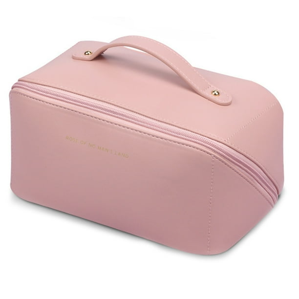 Bolsa de cosméticos de viaje de gran capacidad - Bolsa de maquillaje impermeable de cuero PU para mujeres y hombres