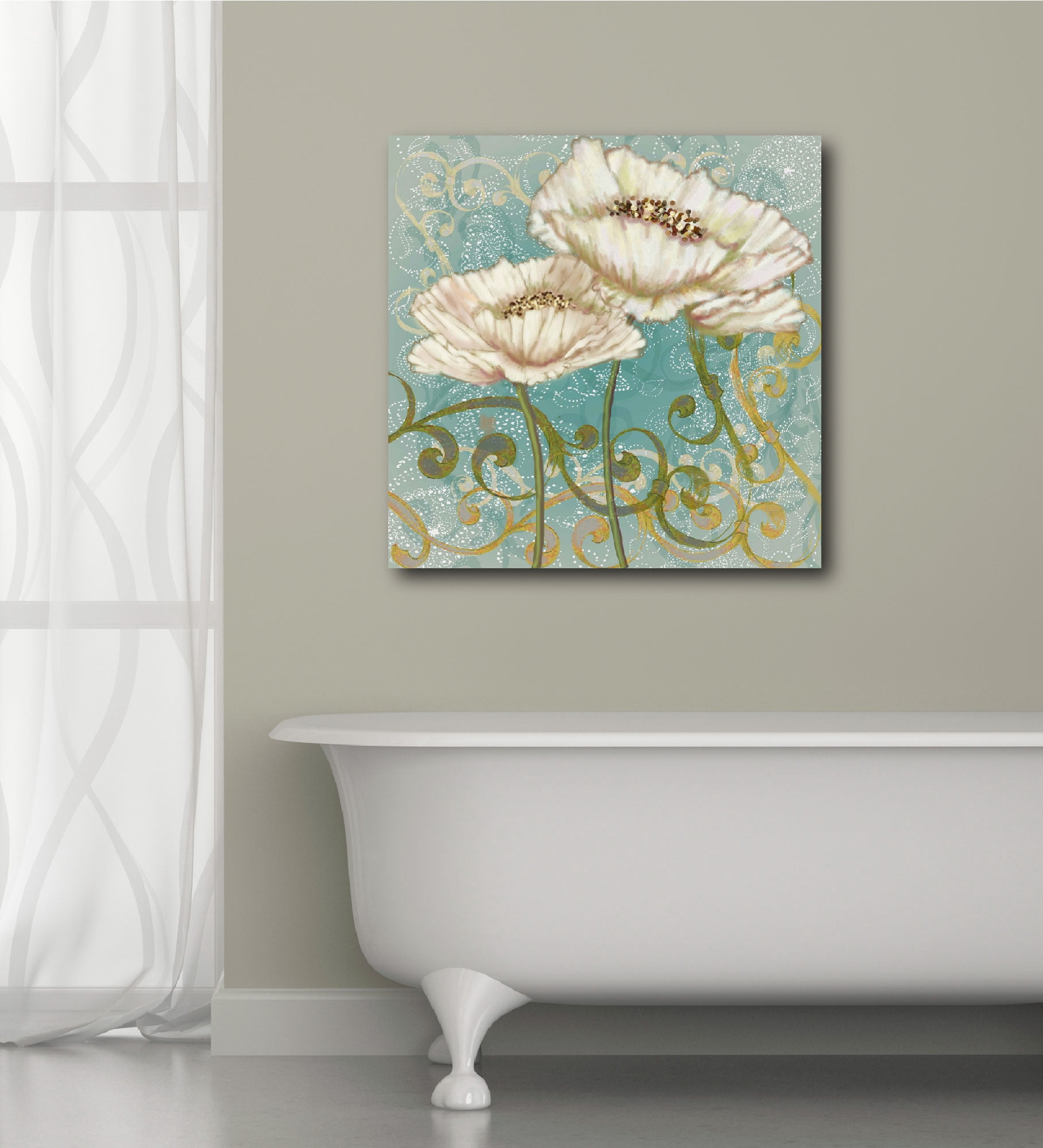 Teal & Tan Flower II Gallery-Wrapped Canvas Wall Art, 16x16