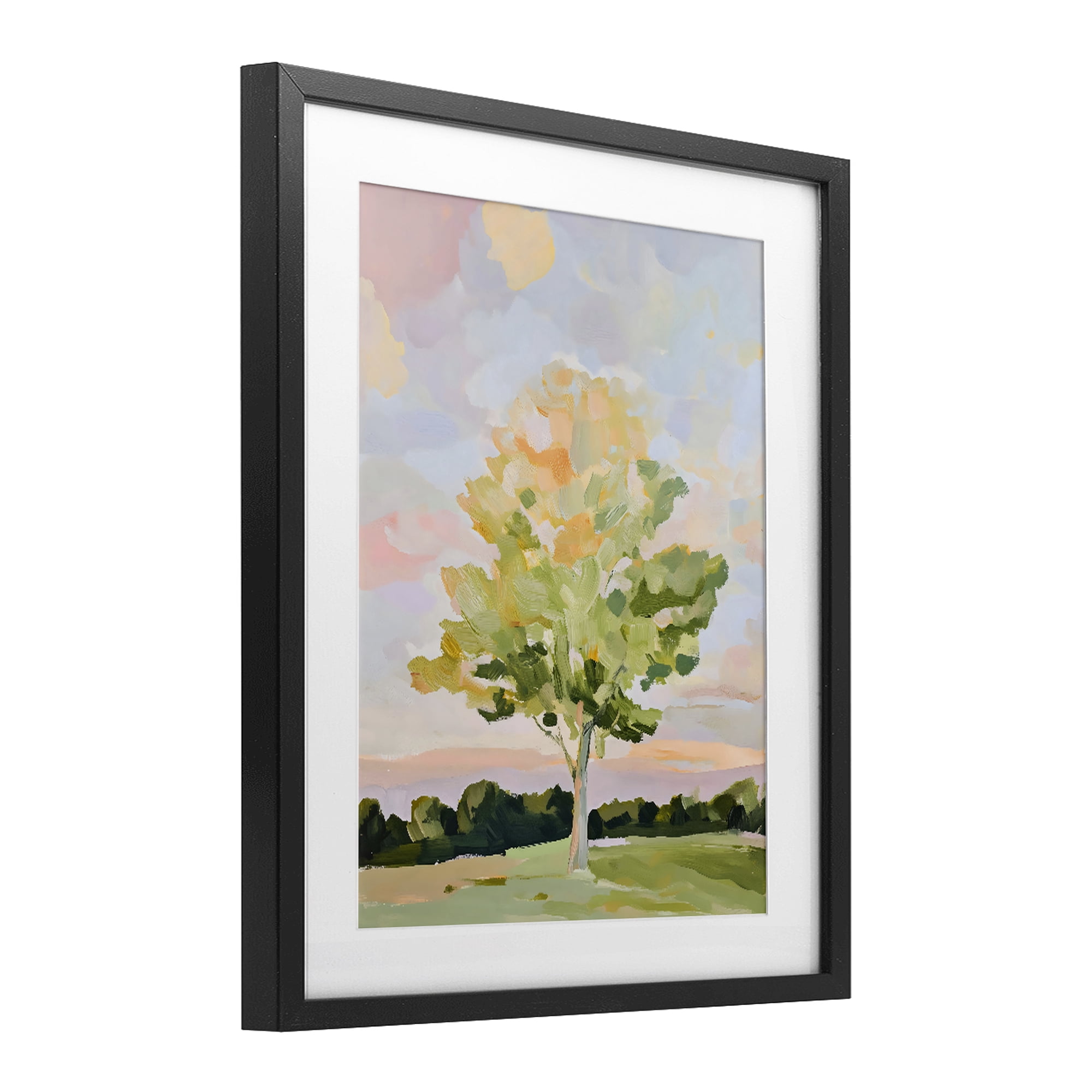 Stupell Industries Sunlit Tree Landscape Impression Black Framed Print Under Glass, design by The Prints Vibe