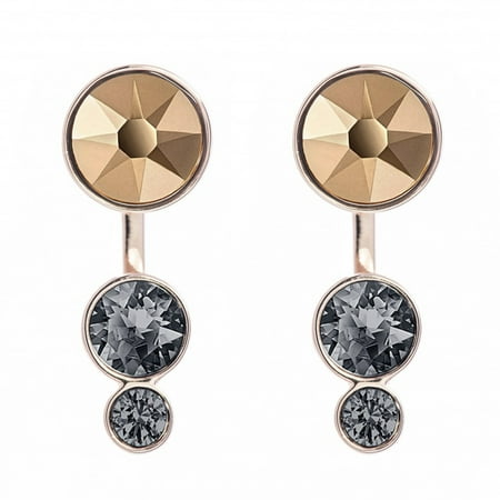 Black Crystal Pierced Earrings SLAKE DOT Jackets Rose Gold #5241291