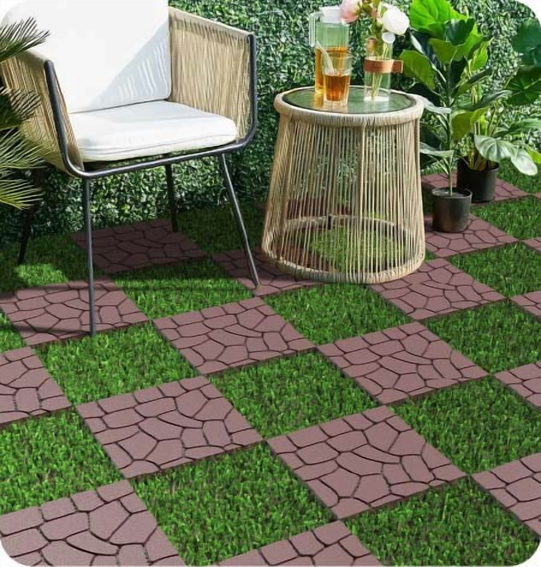 Interlocking Deck Tiles 12x12 Inch Outdoor Flooring, Waterproof PP Patio Floor Tiles DIY